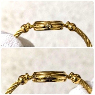 N Mint】 Vintage GUCCI 2700.2.L Shell Dial Gold Bangle Qz Women's