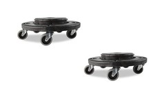 Brute Twist on Off Round Dolly Black 2 Pack Rubbermaid Commercial Products Trash