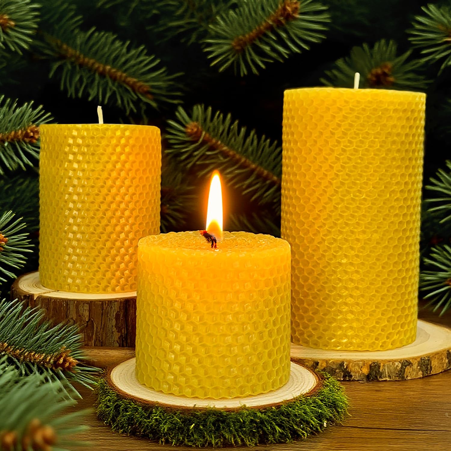 Set Of 3, Size 3"x6", 3"x 4" & 3"x 3", Natural Bees Wa...