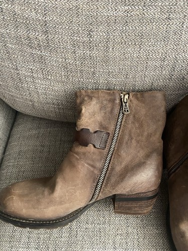 A.S 98 Brown Calfskin Leather Moto Zip Ankle Boots Size 40 - Picture 3 of 4