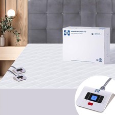 Sealy Heated Queen Luxury Quilted Waterproof Mattress Pad w/ DualControl 10 Heat