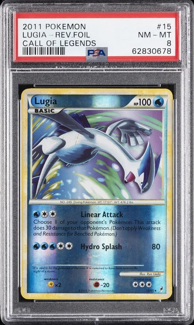 2011 POKEMON CALL OF LEGENDS #15 LUGIA-REVERSE FOIL PSA 8