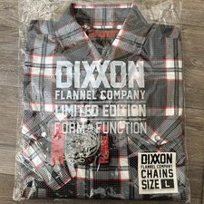 Dixxon Flannel  The Chains Mens Large Black Red Pearl Snap Long Sleeve BNWT