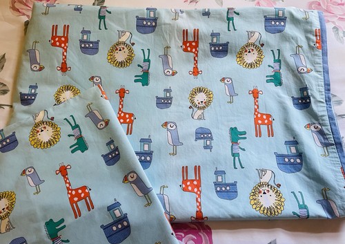 John Lewis 100% Cotton Cot Duvet Cover & Pillowcase VGC Lovely Quality Item Blue - Afbeelding 2 van 6