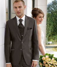 New Wedding Tuxedo 3Pcs Peak Lapel Groom Mens Suit Bestmen Fomal Business