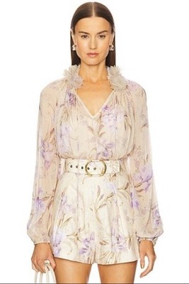 Zimmermann 2pc Set Eden Billow Blouse Size 1 Eden Tuck Shorts Size 2