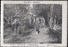 Our stone carrier in the Quiet Woods building stone house 11 1951