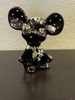 FENTON GLASS 2001 BlackPolka Dots Mouse Figurine Read