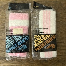 Vintage Pink White Striped Wrist Band Headband Ridgeview 1980s Athletic Lot NOS