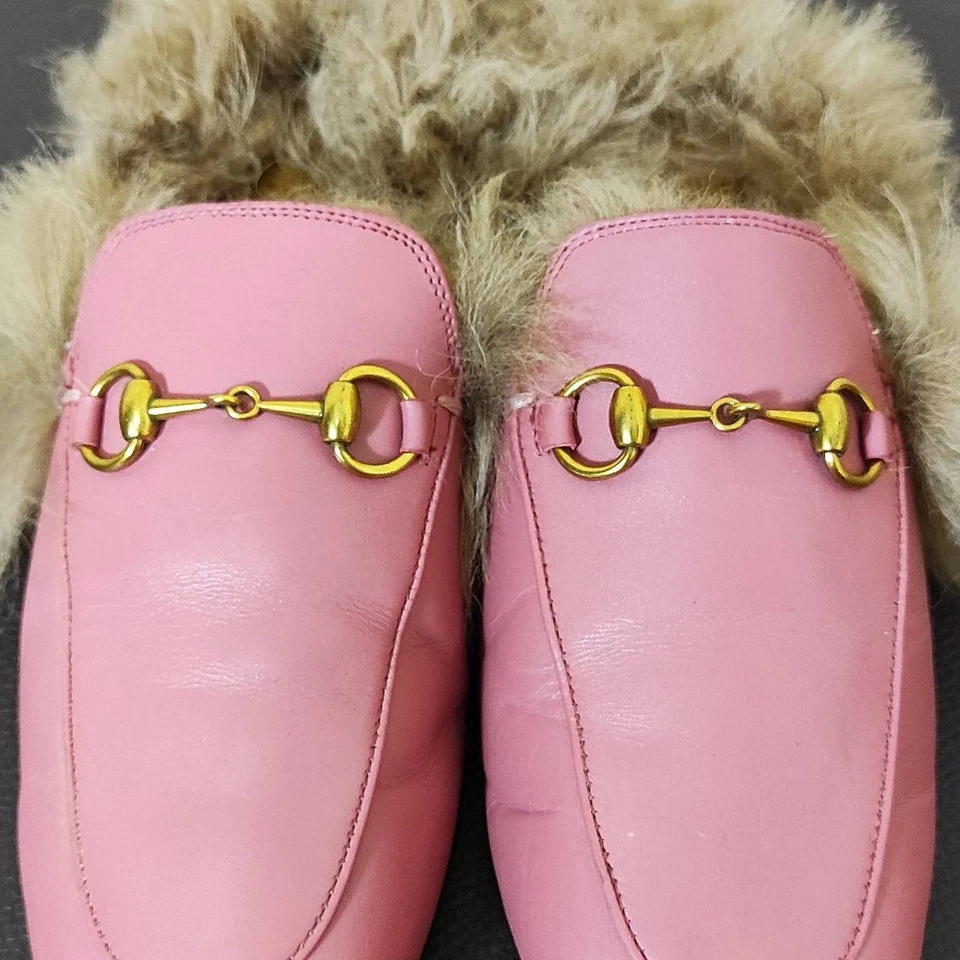 Zapatillas Gucci Princetown de piel de mulas planas de cuero rosa para mujer talla: EU36 US6 Foto 3 de 4