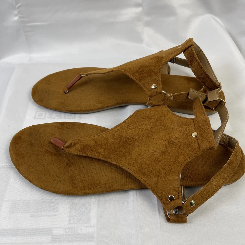 Sandálias tanga femininas biqueira aberta tamanho 11 flip flop tornozelo alça plana sapatos - Imagem 4 de 4