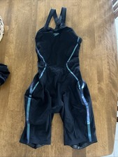 Speedo Fastskin LZR Pure Intent Black/Blue Open Back Women Size 26. Worn 1 Meet.