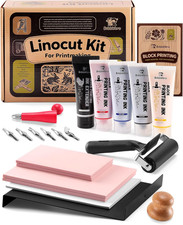 Linoleum Blocks for Printmaking, Stamp Making Carving Linocut Kit for Kids DIY G