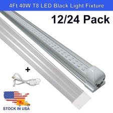 12/24 Pack 4Ft UV Led Black Light Fixture 40W Create Stunning Atmospheres in Bar