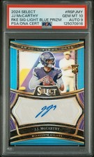 2024 Select Rookie Signatures JJ McCarthy Rke Sig-Light Blue Prizm PSA 10 #/49