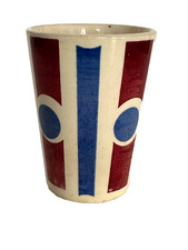 Art Deco Kakako Becher Keramik Spritzdekor geometrisch Ceramic Weimarer Republik