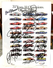 DALE EARNHARDT-PETTY-GORDON-AUTOGRAPHED PAGE--SIGNED BY 9 WINSTON CUP CHAMPIONS