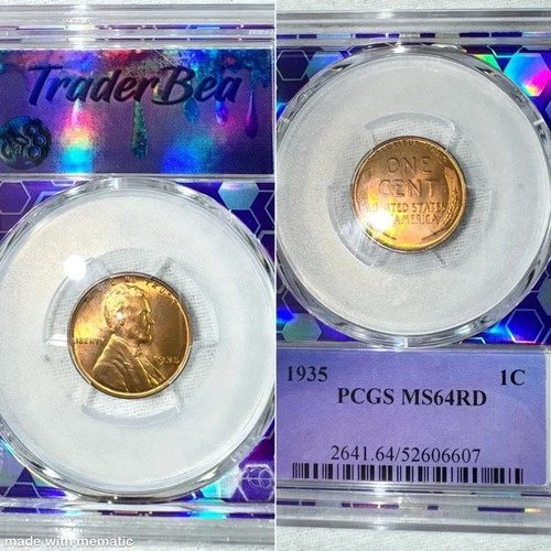 1935 Lincoln Wheat Cent 1c PCGS MS 64 RD Brilliant Uncirculated