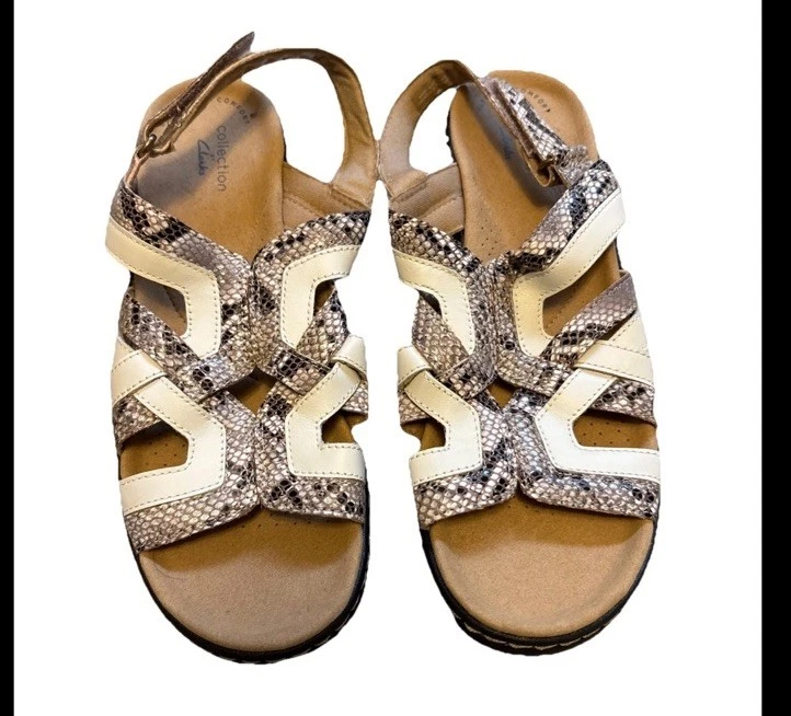 Sandali donna Clarks Collection Merliah lilla serpente naturale pitone marrone taglia 9