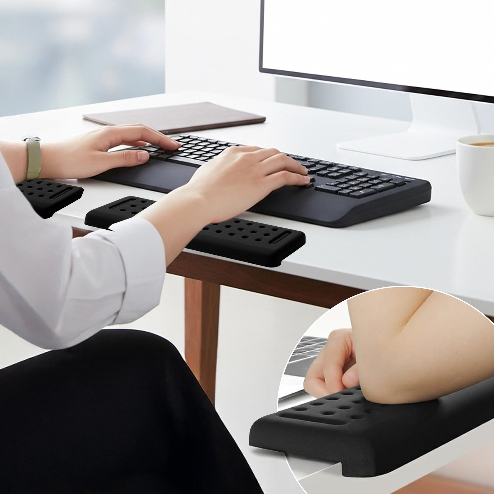 Keyboard Wrist Rest with Edge Protector - 11.8 Inch 2 Pack L Shaped Desk Pad - E