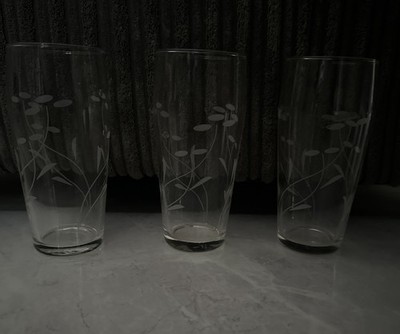 STILVOLLE ART DECO GEÄTZTE WASSER/LIMONADE/COCKTAIL GLÄSER 4er Set Vintage um 1930