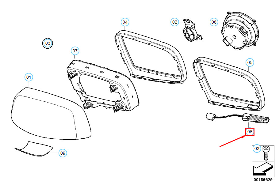 NEU BMW 5ER E60 VORNE LINKS SEITENTÜR AUßENSPIEGEL LAMPE  