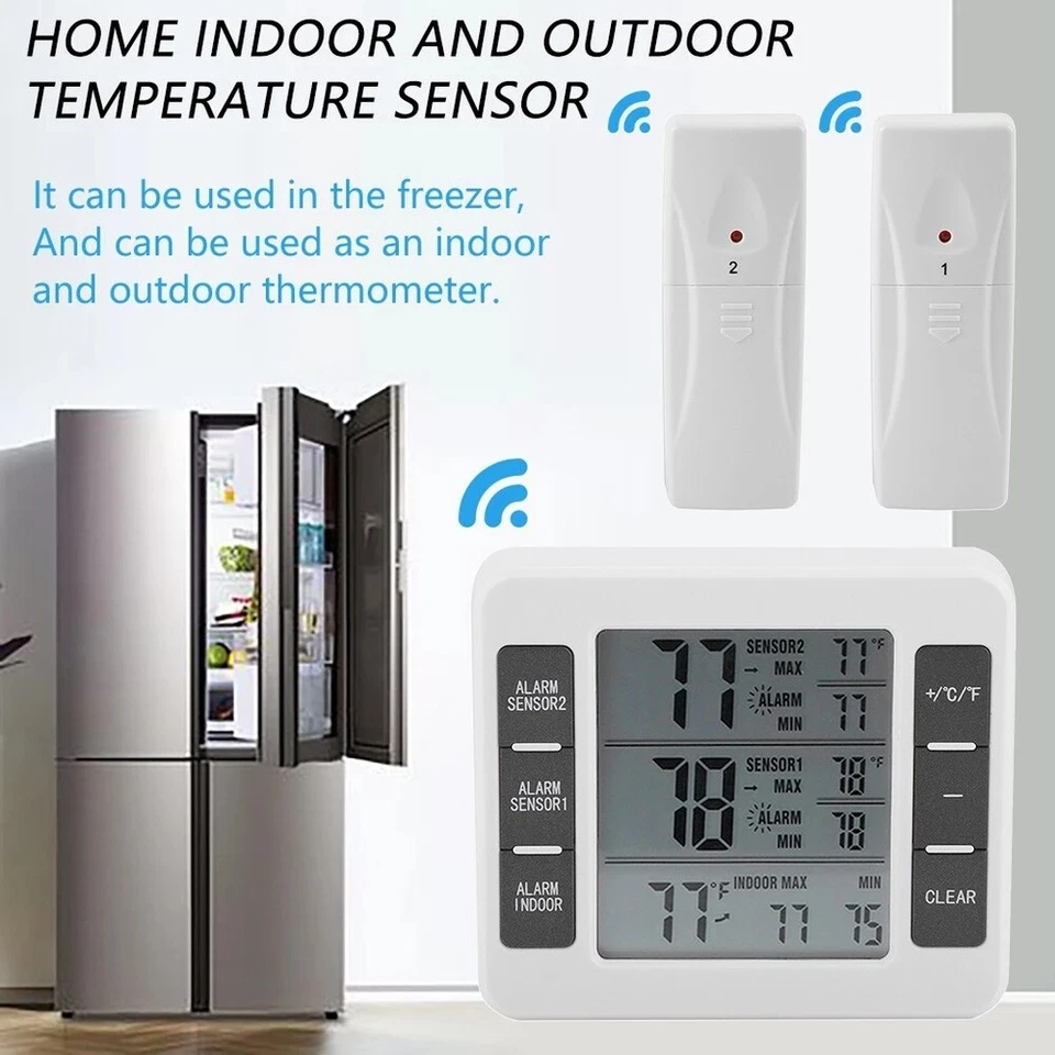 Kühlschrankthermometer Gefrierschrankthermometer Alarm digital Funk Thermometer - Bild 4 von 4