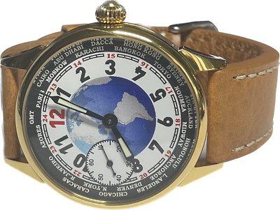 Vintage Watch USSR MARRIAGE Rare Men's wristwatch mechanism  36 02 earth globe