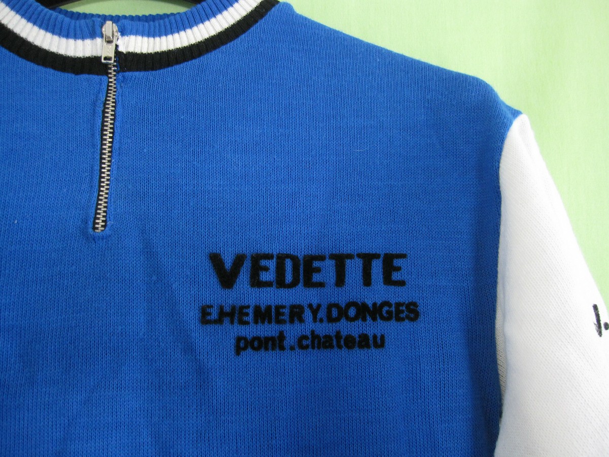 Maillot Cycliste Vintage VCN Vedette Pont Chateau – Acrylique Jersey, Taille L, Bleu/blanc
