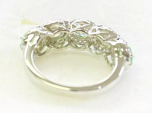 HSN Colleen Lopez Sterling Silver Green Spinel & White Topaz Ring Size 8 - Picture 5 of 6