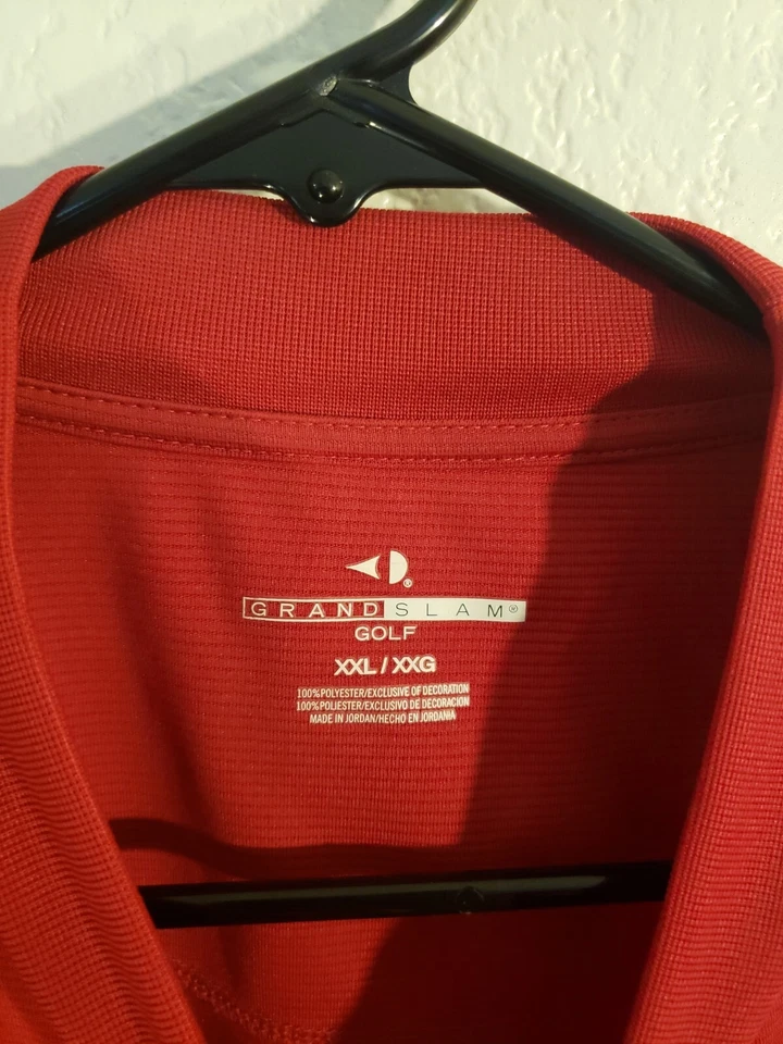 Camisas de golf Grand Slam para hombre XXL 2XL rojas manga corta ropa deportiva gimnasio Foto 2 de 4