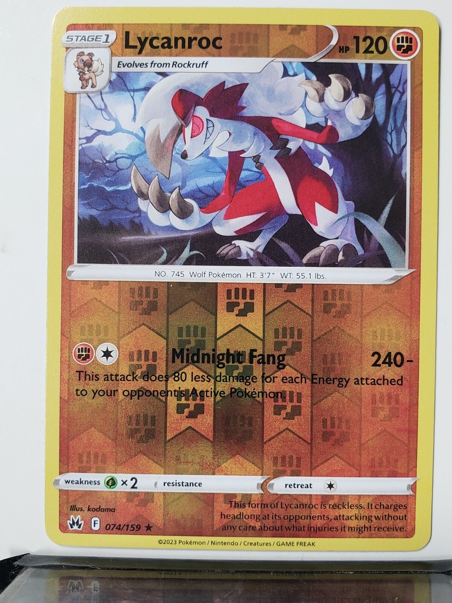 REVERSE HOLO Lycanroc 074/159 NM - Crown Zenith Pokemon Card $2