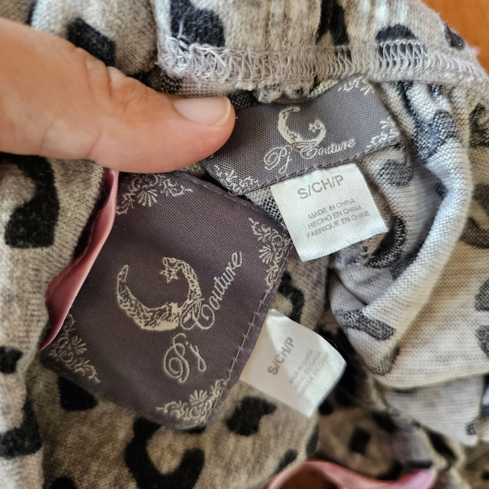 Conjunto de pijama de alta costura pijama talla pequeña, 2 piezas pantalones cortos gris leopardo guepardo Foto 3 de 3