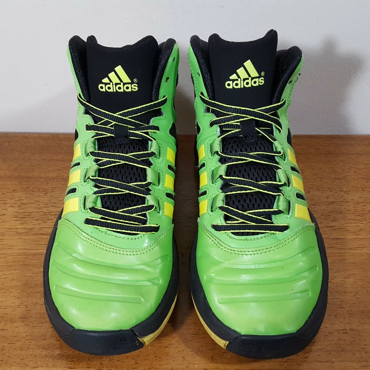 ADIDAS Green Black Yellow Athletic Hi Top Basketball Shoe D73626 Mens 5 Womens 6