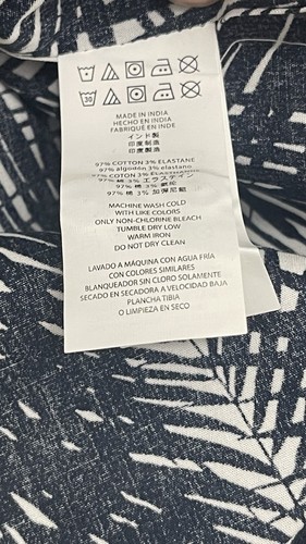 Camicia uomo Michael Kors S M L bottoni slim fit elasticizzata blu navy stampa foglie di palma nuova con etichetta - Foto 8 di 9