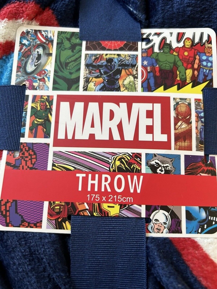 NEW TAG MARVEL LARGE navy SOFT FLEECE BLANKET THROW 175 x 215cm CAPT