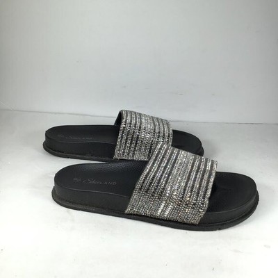ShoeLand Rhinestone Slides/Flip Flops Black Size 9 | eBay