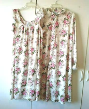 VINTAGE WOMEN'S TRAVEL LITE PINK FLORAL NIGHTGOWN ROBE SET WITH LACE TRIM S EUC
