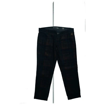 Exit Brooklyn Boyfriend Jeans Cord 3/4 Hose Karo Capri Short Bermuda W28 Navy - Bild 1 von 4