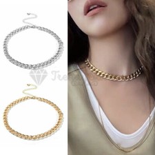 Hypoallergenic Chunky Thick Gold Silver Cuban Necklace Womens Jewellery Gifts UK