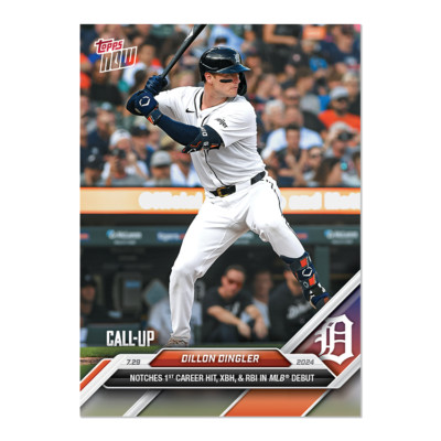2024 Topps Now 493 Dillion Dingler 1st MLB Career Hit, XBH & RBI -25 Cent Ship!