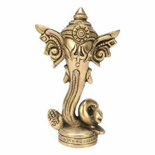 Brass Ganesh on Trunk Abstract Idol Ganesha Bhagwan Statue Murti