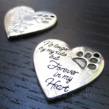 Pet Memorial 25mm Forever In My Heart Pendant Charms C8933 - 2, 5 Or 10PCs