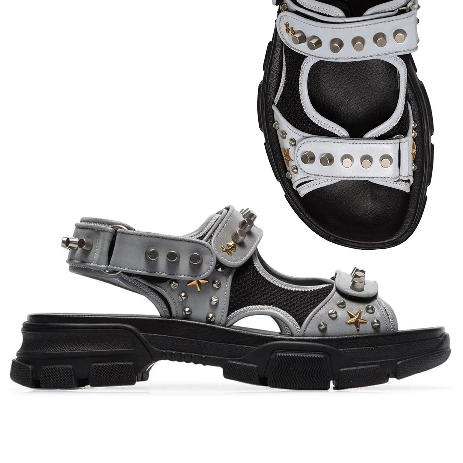 CHAUSSURES GUCCI HOMMES AGURU STUD STAR SANDALES EN CUIR 1 taille 11G 11,5 US