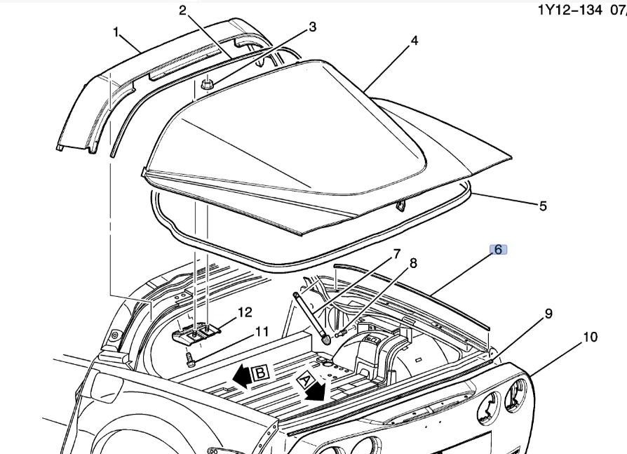 Chevrolet Corvette 2005-2013 escotilla trasera ventana tapa sello auxiliar impermeable nuevo OEM Foto 3 de 4