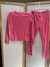 Cuddl Duds Chill Chasers Girl's Size L Hot Pink Essential Poly Base Layer
