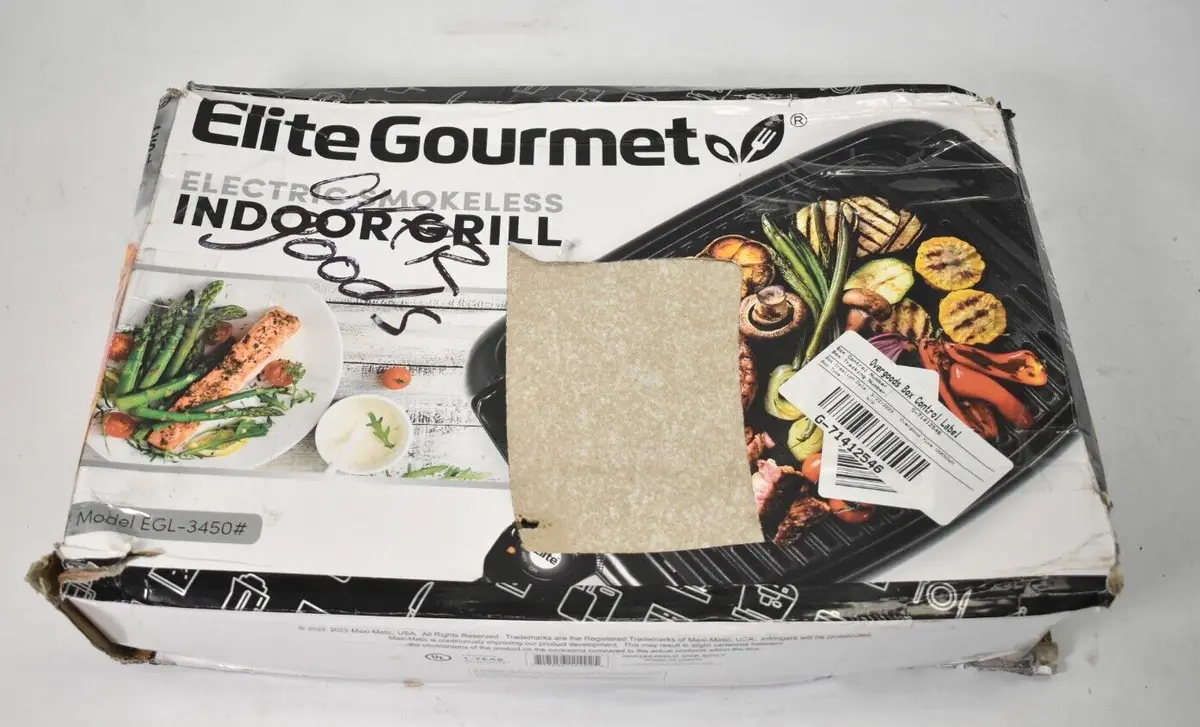 Elite Gourmet 13 Countertop Indoor Grill Electric Smokeless EGL-3450 Black