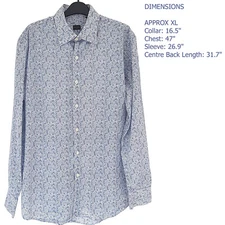 Paul Smith Shirt Liberty Print Style Long Sleeve Tailored Fit Blue White Floral