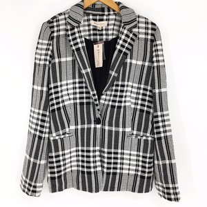 plaid knit blazer