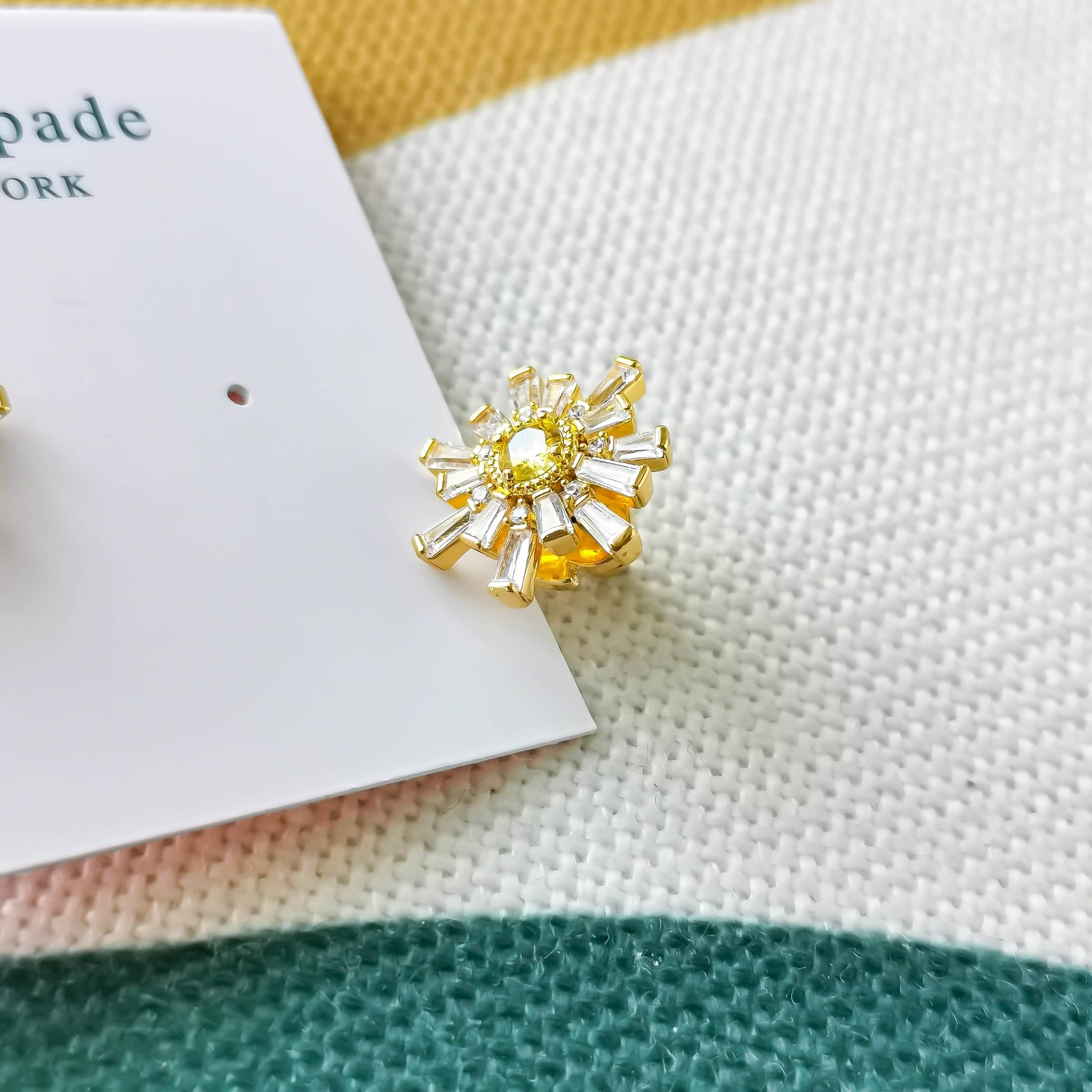Kate Spade clear sunny stud earrings gold NEW eBay